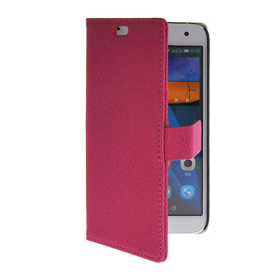 

MOONCASE Slim Leather Side Flip Wallet Card Slot Pouch with Kickstand Shell Back чехол для Huawei Ascend G7 Hot pink