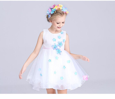 

2018 Princess Flower Girl Dress for Wedding Handmade Flowers Girls Pagenat Dress Prom Gown Rose print kids clothes