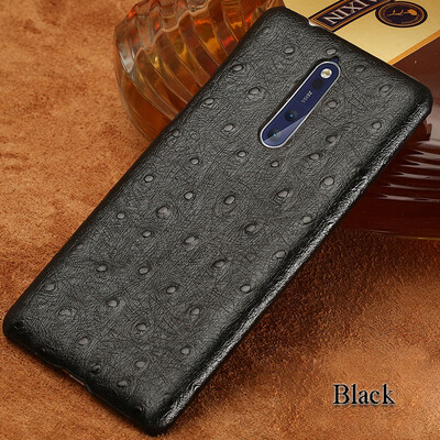 

Genuine Leather Phone Case For Nokia 6 8 Case Ostrich Texture Back Cover Plus Case