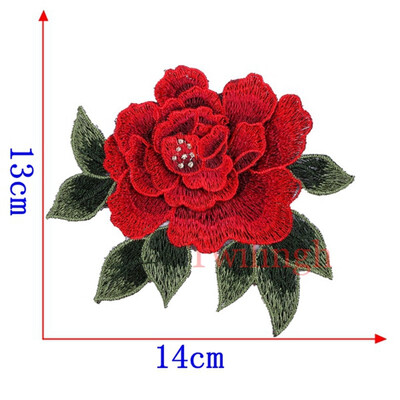 

1 Pcs New Brand 3D Patches Big Red Rose Flower Embroidered Patch DIY Iron On Sew On Fabric Repair Clothing For Wedding Patches