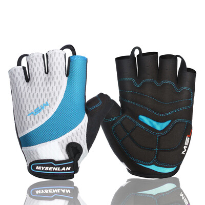 

Meissenlan MYSENLAN cycling gloves female half finger summer short finger bicycle gloves mountain bike bicycle riding equipment SD30 white blue