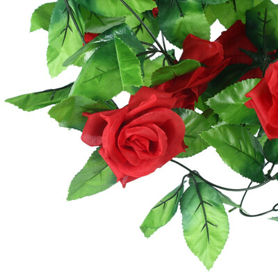 

mymei Garland Rose Flower fake Plant Artificial Foliage Decoration Faux Vine RED