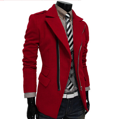 

Zogaa New Mens Woolen Overcoat Lapel