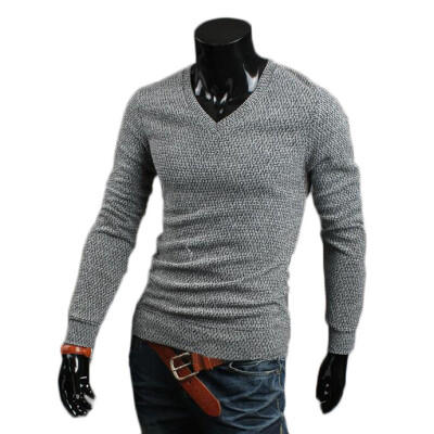 

Zogaa New Men's Knitwear Slim Long Sleeve V Collar