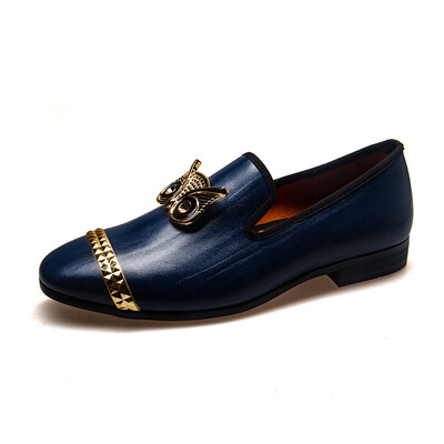 

MeiJiaNa 2018 New Metal Buckle Brand Fashion Shoes Mens Loafers Leather Moccasins Banquet Shoes