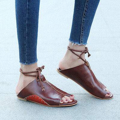 

zapatos mujer summer sandals women flats ladies shoes woman ankle strap wedding chaussure femme 2018 lace up