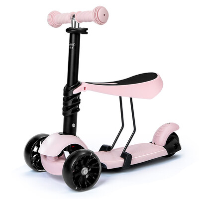 

Beiens Childrens Toys Boys Girls Scooters Three-wheeled Detachable Seats Multi-range Adjusting Cool Lights Foot Slides FB-903 Pink