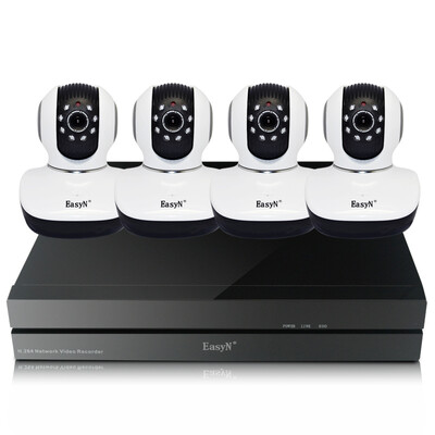 

EasyN NVR-1-A4 4pcs Mini10D Wireless Pan Tilt 960P Security Network IP Camera Night Vision