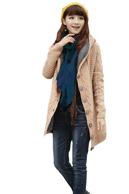 

Fashion Women winter Lady fleece Cardigan Knitwear Long Sweater Outerwear Coat