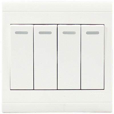 

Schneider switch switch panel panel четыре открытых одного переключателя управления с флуоресцентным индикатором A5 блестящая серия белый