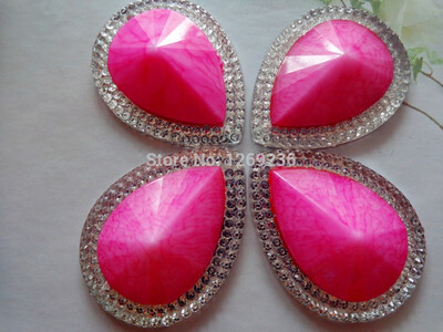 

20pcs 30 * 40mm Sew На rhinestones розовые / серебряные AB цвет смола кристалл flatback большие камни паттерн капли воды