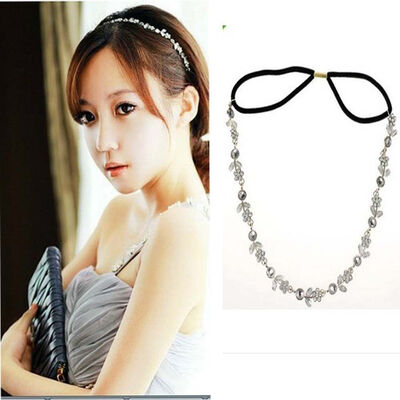 

Women Silver Crystal Rhinestone Leaf Flowers Headband Hair Band Bridal Wedding