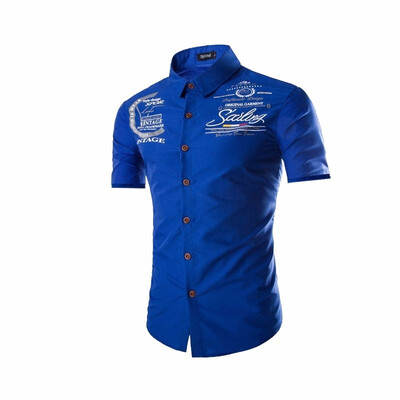 

New Shirt Mens MenS Fashion Color Printing Shirt Short-Sleeve Shirt Men Slim Men Shirt