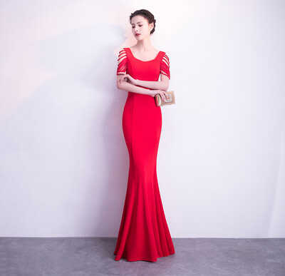 

Dress skirt female 2018 new sexy fishtail ladies host dress bride wedding toast clothing