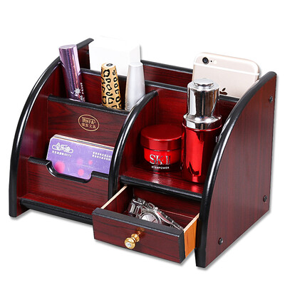 

TRNFA TN-815 Wooden pen holder Storage desk Office desk finishing racks Shelf Cosmetics Remote control Storage box