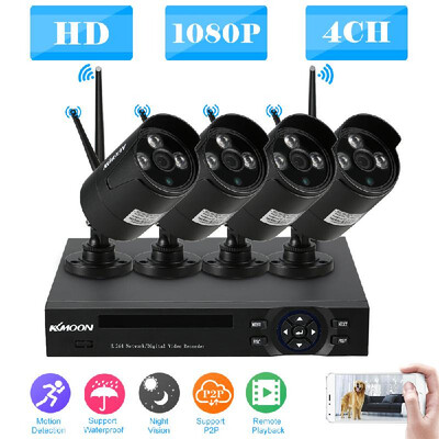 

KKmoon 4CH 1080P HD WiFi NVR Kit with 4pcs 10MP Wireless WiFi Waterproof Outdoor Bullet IP Camera Support P2P Onvif IRCUT Night
