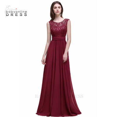 

Cheap Under 50 Navy Blue A-line lace evening dresses Women sleeveless long evening dress chiffon formal party dress 4 Styles