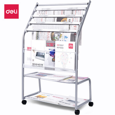 

Deli deli five-layer aluminum alloy clip newspaper rack newspaper rack magazine display rack 6353501050mm 9304