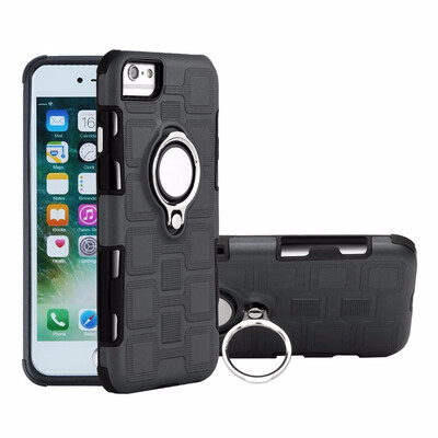 

SHS Phone Case For Iphone 66s78X Luxury Armor Ring Bracket Silicon TPU Lattice texture Protection