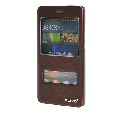 

MOONCASE Case for Huawei Ascend P8 Lite Case View Window Leather Flip Bracket Back Cover wine
