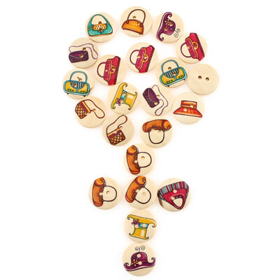 

mymei 1 Bag 100pcs Mixed Pattern Wooden Buttons Fit Sewing and Scrapbook 20mm