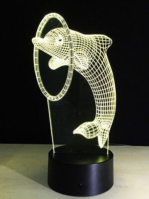 

AINA 7 color dolphin drilling circle night light