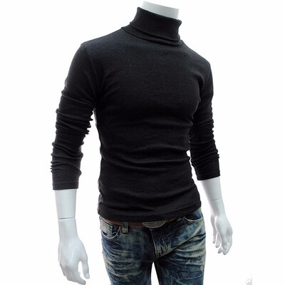 

Turtleneck Cotton Plain Long Sleeve Pullover Mens Sweaters