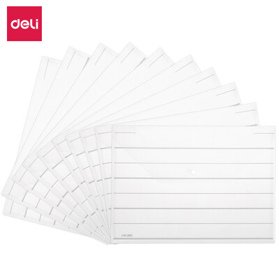 

Deli deli 10 A4 striped transparent file bag snap information bag portfolio white 8313