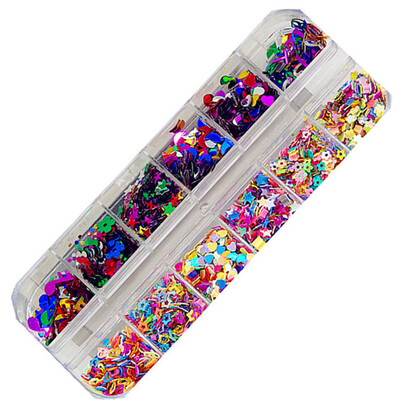 

Nail Art Glitter Paillette Хлопья Камни Шпильки Metallic Love Flower Nails Украшения Советы Декоративные аксессуары