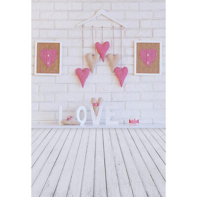 

Red Heart Snow Wall Photo Backdrop 57FT Vinyl Fabric Cloth Digital Printing Photo Background S-3186
