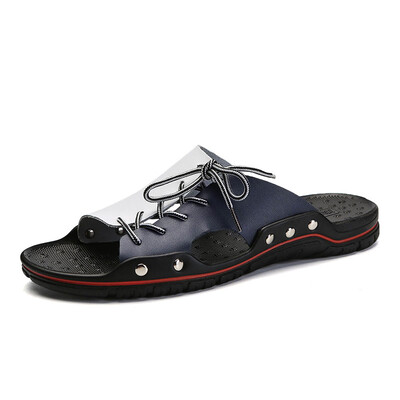 

Summer Genuine Leather Sandals soft Beach Men Sandals big size 38-48