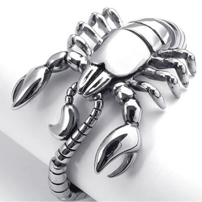 

Hpolw Wholesale fashion PUNK Heavy Stainless Steel silver Scorpion Biker chain Mens BraceletBangle