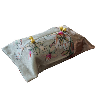 

Freeshipping Magnolia Flower Style Cotton Customized Wedding Room Car Hotel Decorative Embroidery Tissue Box Napkin Holder Cover