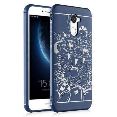

Goowiiz Phone Case For Huawei Honor Play 6AEnjoy 7 Plus Carved Dragon Thin Matte soft Silicone Prevent falling