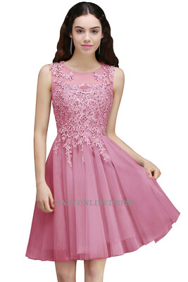 

New Arrival A Line Homecoming Dresses Lace Applique Knee Length Formal Short Party Cocktail Prom Dresses