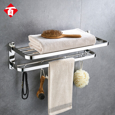 

Hundred words stainless steel towel rack free punching bathroom shelf bathroom shelf towel rack 304 stainless steel rack