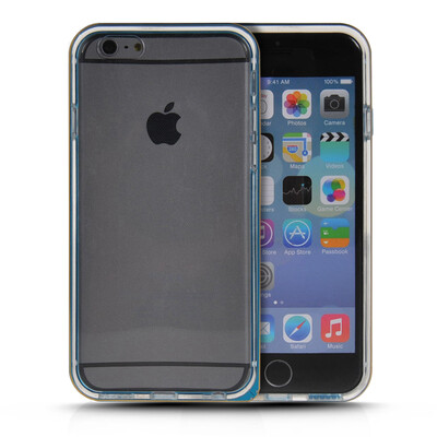 

MOONCASE Bumper Frame + Soft Flexible Silicone Gel TPU Skin Shell Back Case Cover for Apple iPhone 6 (4.7 inch ) Blue