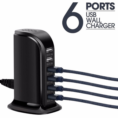 

6 Ports USB Charger Universal Mobile Phone USB Travel Wall Charger for iPhone Samsung Xiaomi Huawei All Smartphone