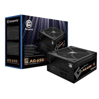 

Apexgaming AG-850S AG-850S Rated 850W Semi-Modular Gold Desktop Power Supply