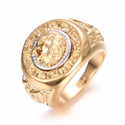 

Yoursfs Lion Rings for Men Vintage 18K Yellow Gold Plated Cool Gothic Hip Hop Jewelry for Birthday Gift
