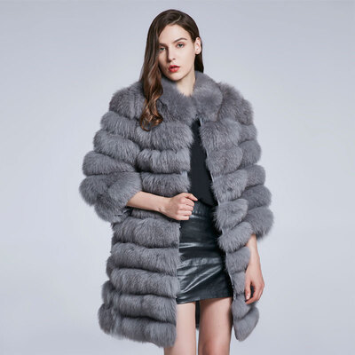 

Fox Fur Coat Natural Fur Coat Real Fur Coat Winter Woman Jacket Length Can Change Warm Stripe Stitching 2018 New Discount Sale