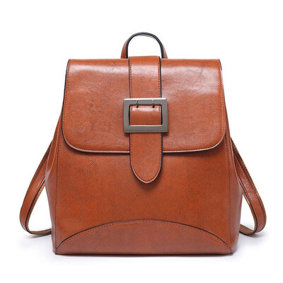 

Luxury brand women bag School Bags PU Oil wax leather Belt Fashion Famous designers backpack girls travel backpacks laptop bag