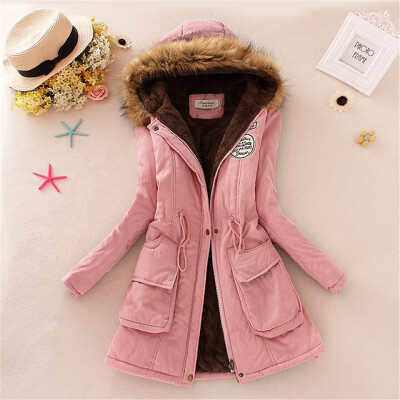 

Winter Coat Women 2018 New Parka Casual Outwear Solid Hooded Thickening Cotton Coat Winter Jacket Fur Coat Women Clothes