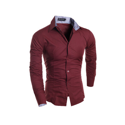 

Zogaa New Men Shirt Lattice Skinny