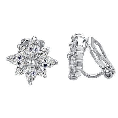 

Yoursfs Clip on Earrings For Women CZ Flower Clip Earrings For Party Wedding