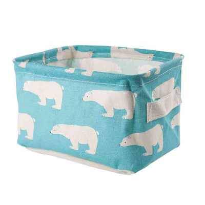 

Desktop Storage Basket Cute Printing Waterproof Organizer Cotton Linen Sundries Storage Box Cabinet Underwear Storage Bag
