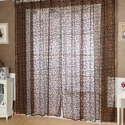 

100 x 270cm Flocking Floral Printed Sheer Wall Room Divider Window Curtain