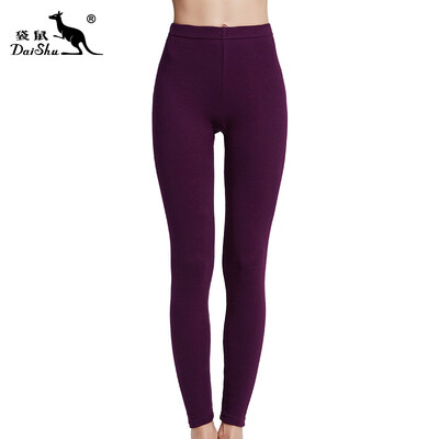 

Kangaroo DaiShu Qiuku Womens Cotton One-piece Warm Pants Basic Solid Color Leggings Cotton Pants Black M Black XL