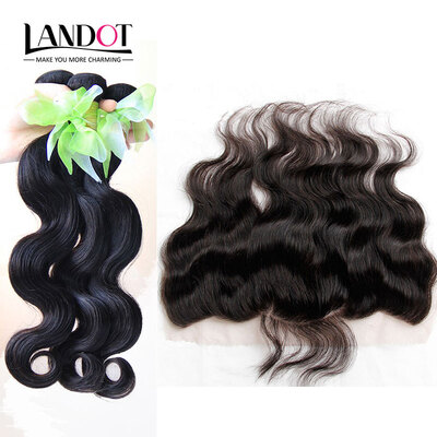 

9A Lace Frontal Closures With 3 Bundles Malaysian Virgin Human Hair Weave Body Wave 4Pcs Lot Unprocessed Wavy Remy Hair Extensions