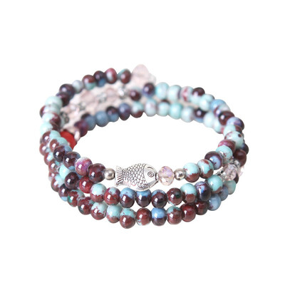 

Life love Chinese Style Jingdezhen Kiln Discoloration Ceramic Bead Bracelets Religious Necklaces
